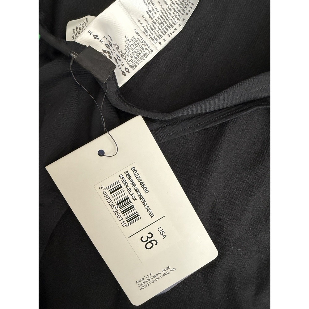 NWT Arena Spray Paint Light Drop Back MaxLife One Piece Swimsuit 36 Green Black - Picture 5 of 5